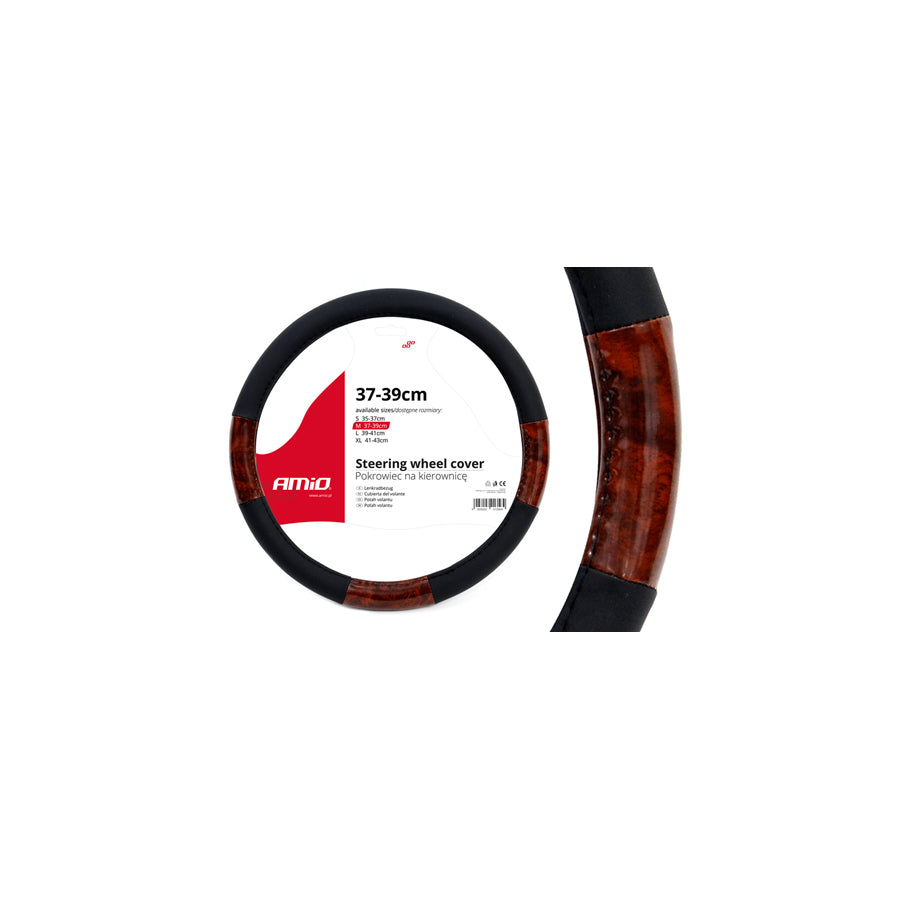 AMiO SWC-03 01358 Steering wheel cover Black, Brown, ?: 37-39cm, PP (Polypropylene), wood effect