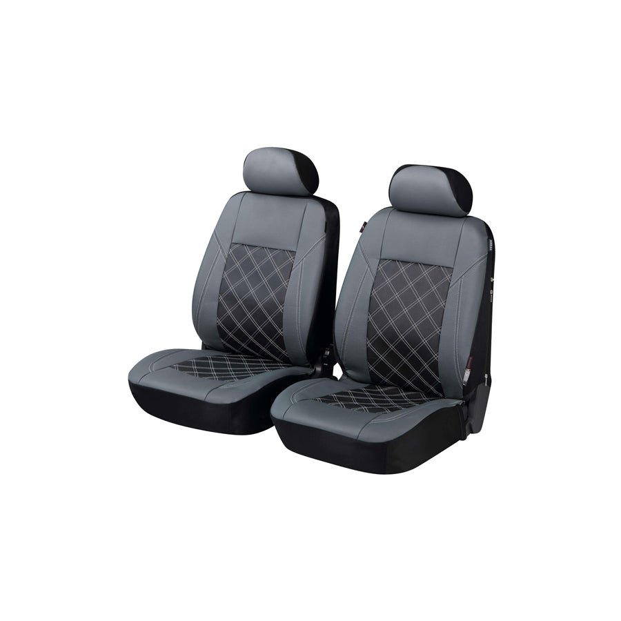 WALSER ZIPP IT Deluxe 11980 Car seat cover Black/Grey, Leatherette, Front