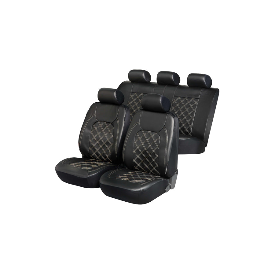 WALSER ZIPP IT Deluxe 11979 Car seat cover Black, Leatherette, Front and Rear