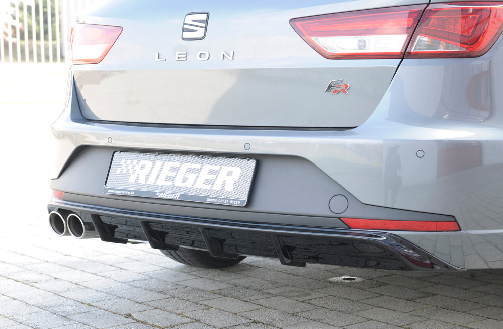 Rieger 00088103 SEAT 5F Leon FR Rear Diffuser for Twin Tailpipe Left - Glossy Black