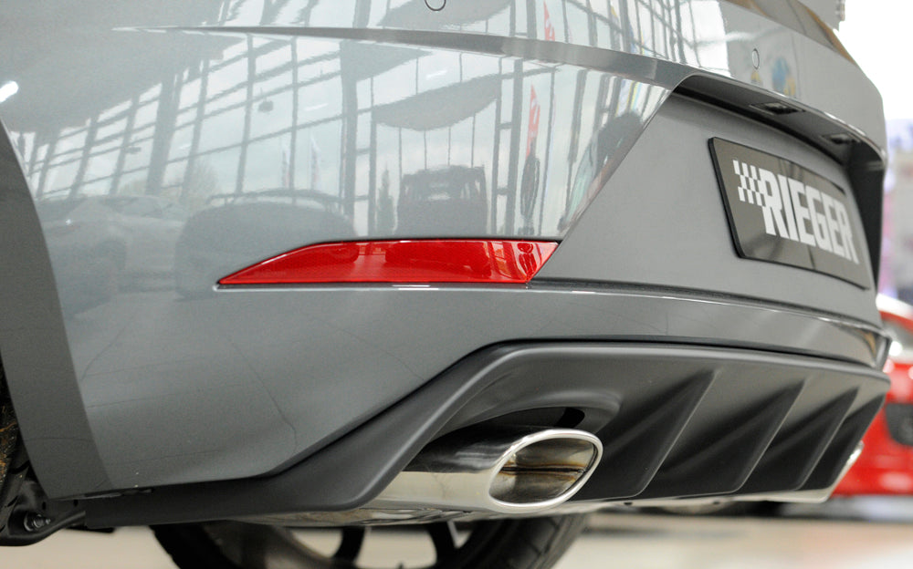 Rieger 00027037 SEAT 5F Leon Cupra Rear Diffuser for Original Tailpipe Left & RIght -  Matte Black