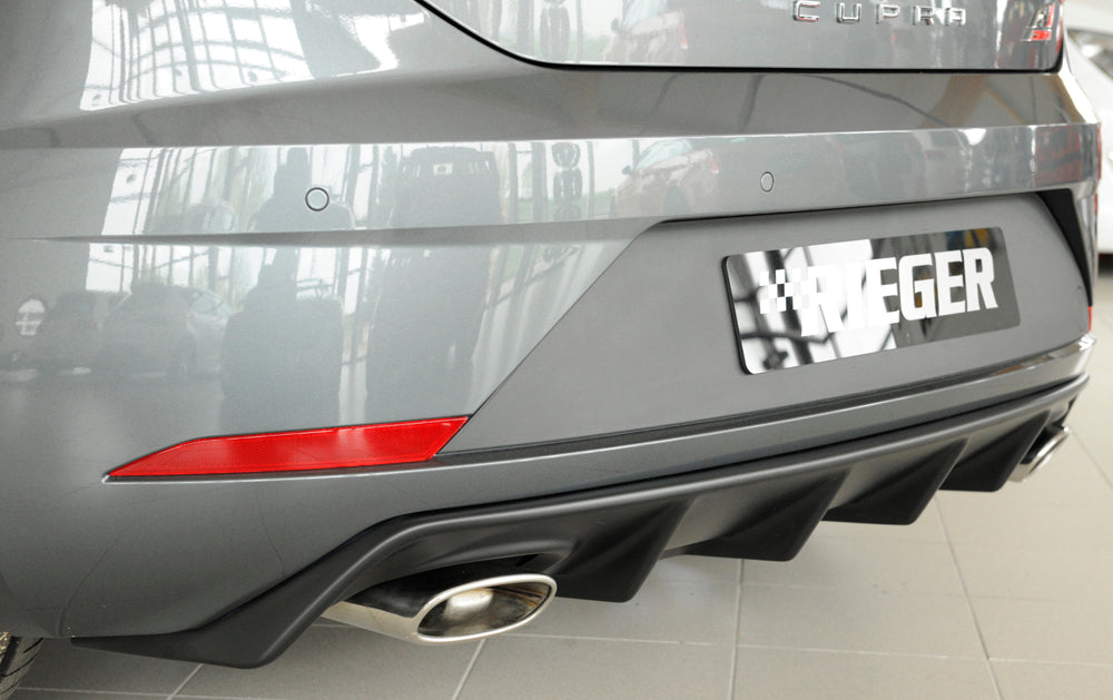 Rieger 00027037 SEAT 5F Leon Cupra Rear Diffuser for Original Tailpipe Left & RIght -  Matte Black