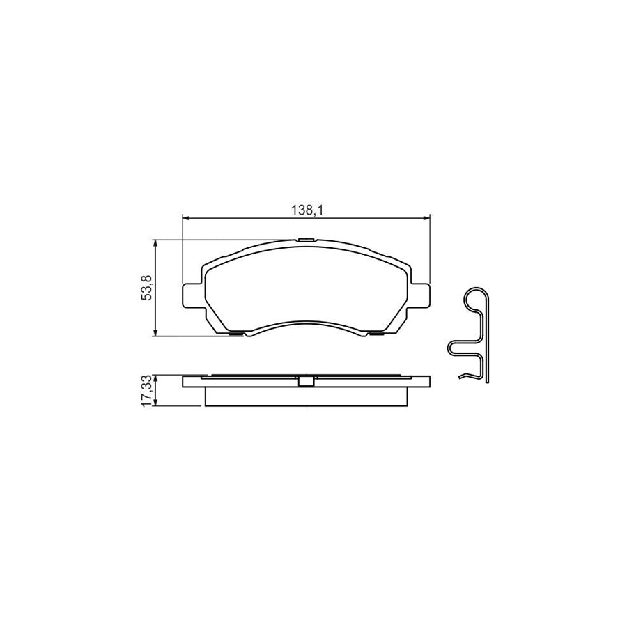 Bosch 0986424770 Brake Pad Set With Acoustic Wear Warning With Anti Squeak Plate BP476