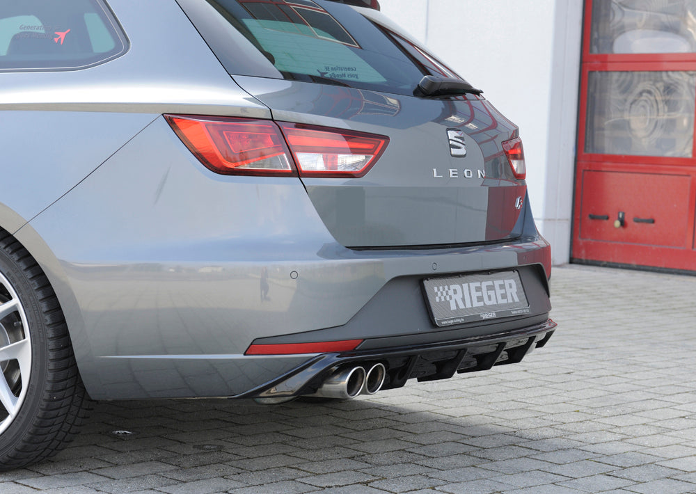 Rieger 00088103 SEAT 5F Leon FR Rear Diffuser for Twin Tailpipe Left - Glossy Black