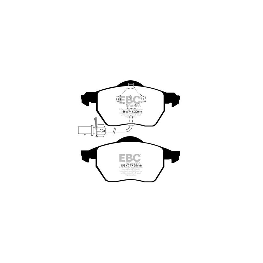 EBC Audi C6 A6 Greenstuff 2000 Series Front Sport Brake Pads & USR Slotted Discs Kit - ATE Caliper