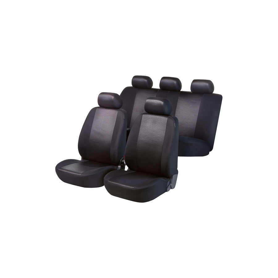 WALSER Shiny 11973 Car seat cover Black, Polyester, Front and Rear