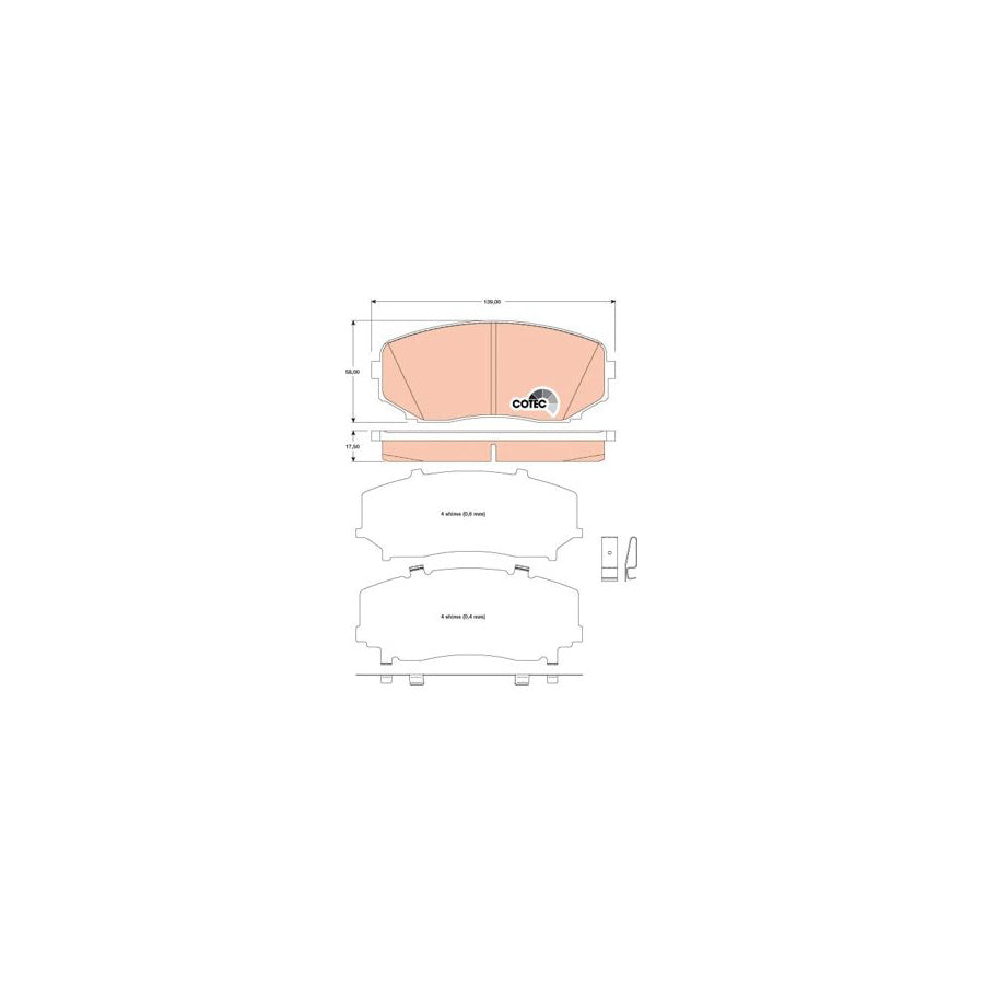 TRW Cotec Gdb3471 Brake Pad Set With Acoustic Wear Warning With Accessories