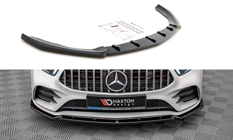 Maxton Design ME-A-177-AMGLINE-FD1T Front Splitter V.4 Mercedes Benz A35 AMG / AMG-Line W177 | Duco Car Parts UK Car Parts