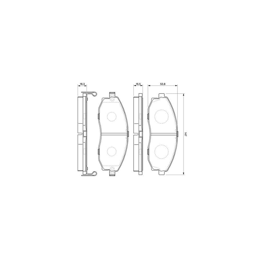 Bosch 0986424670 Brake Pad Set With Acoustic Wear Warning With Anti Squeak Plate BP386