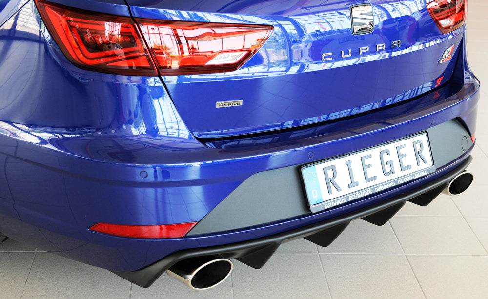 Rieger 00027038 SEAT 5F Leon Cupra Rear Diffuser for Original Tailpipe Left & RIght -  Matte Black