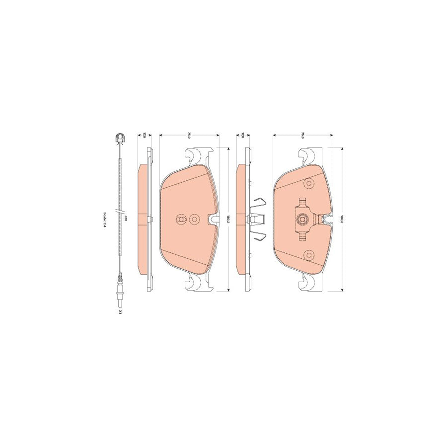 TRW Gdb1889 Brake Pad Set Incl Wear Warning Contact