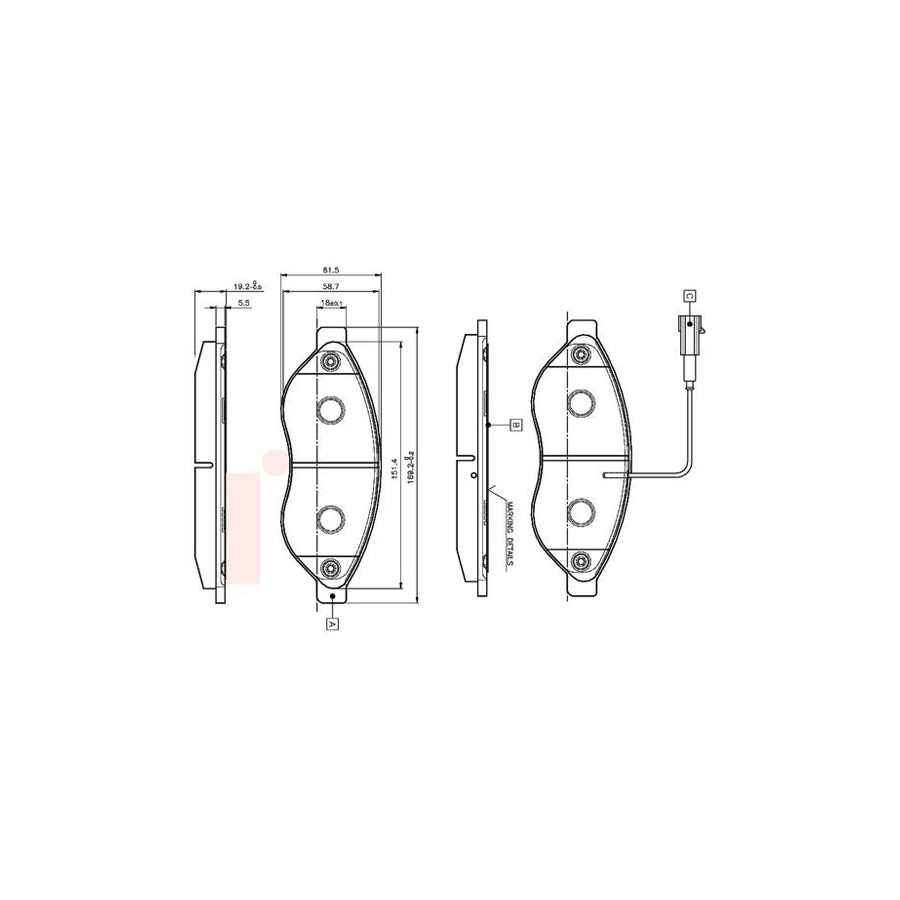 Bosch 0986Tb2944 Brake Pad Set Incl Wear Warning Contact