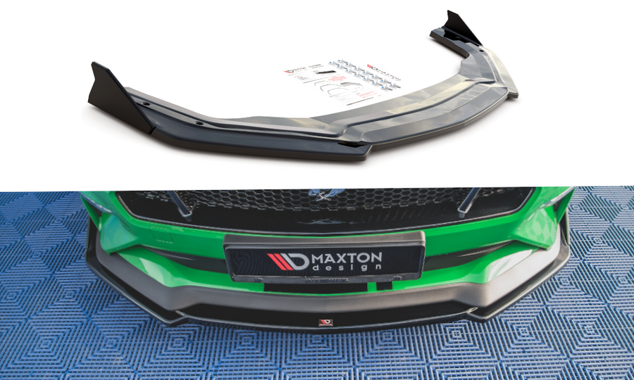 Maxton Design FO-MU-6F-GT-FD2T+FSF Front Splitter + Flaps V.2 Ford Mustang GT MK6 (Facelift) | Duco Car Parts UK Car Parts