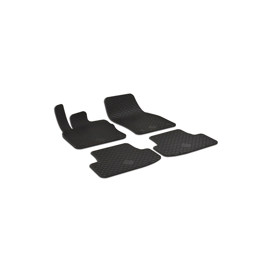 WALSER 50825 Floor mat set Elastomer, Front and Rear, Quantity: 4, Black