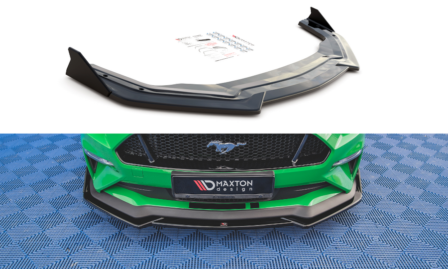 Maxton Design FO-MU-6F-GT-FD1T+FSF Front Splitter + Flaps V.1 Ford Mustang GT MK6 (Facelift) | Duco Car Parts UK Car Parts