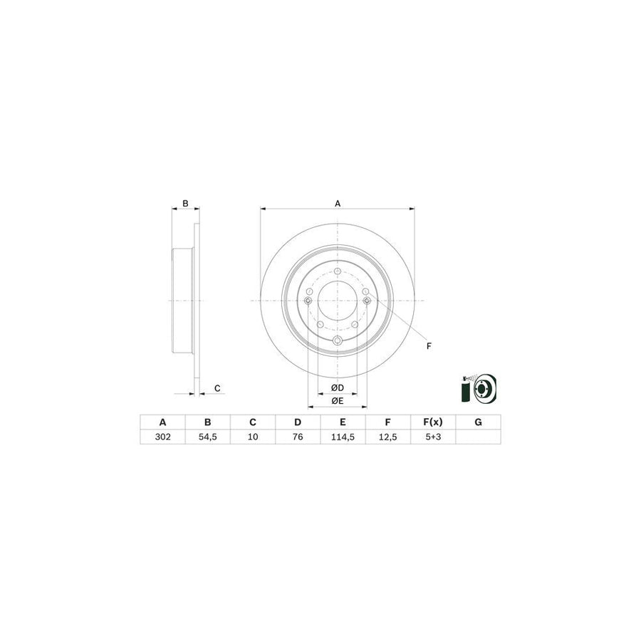 BOSCH 0 986 479 E45 Brake Disc Solid Coated