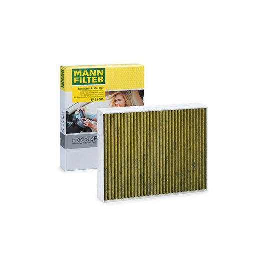 MANN-FILTER FP 25 001 Pollen filter Activated Carbon Filter, Activated Carbon Filter with polyphenol, Particulate filter (PM 2.5), with antibacterial action, with fungicidal effect, FreciousPlus