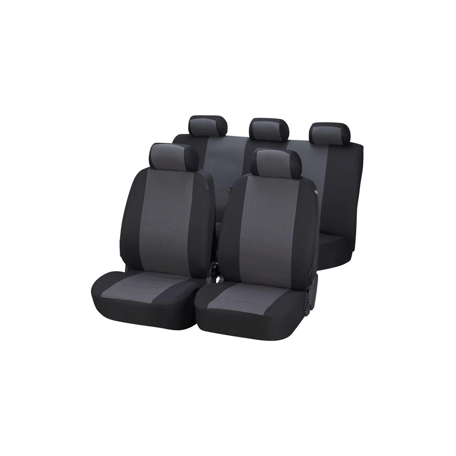 WALSER Pineto 12435 Car seat cover Black/Grey, Polyester, Front and Rear