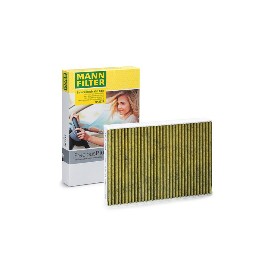 MANN-FILTER FP 2733 Pollen filter Activated Carbon Filter, Activated Carbon Filter with polyphenol, Particulate filter (PM 2.5), with antibacterial action, with fungicidal effect, FreciousPlus