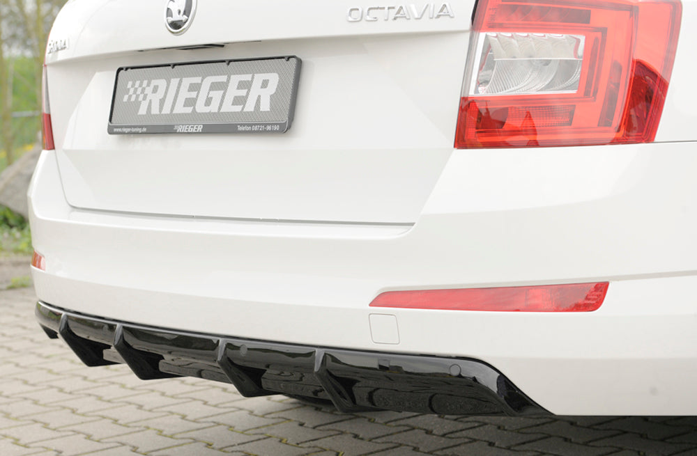 Rieger 00088111 Skoda 5E Octavia Rear Diffuser - Glossy Black