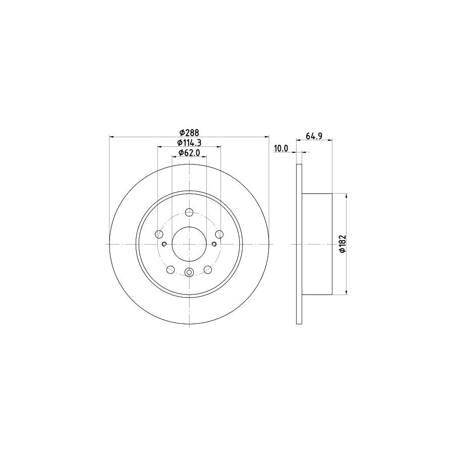 HELLA 8DD 355 109 051 Brake Disc Solid without wheel hub without wheel studs