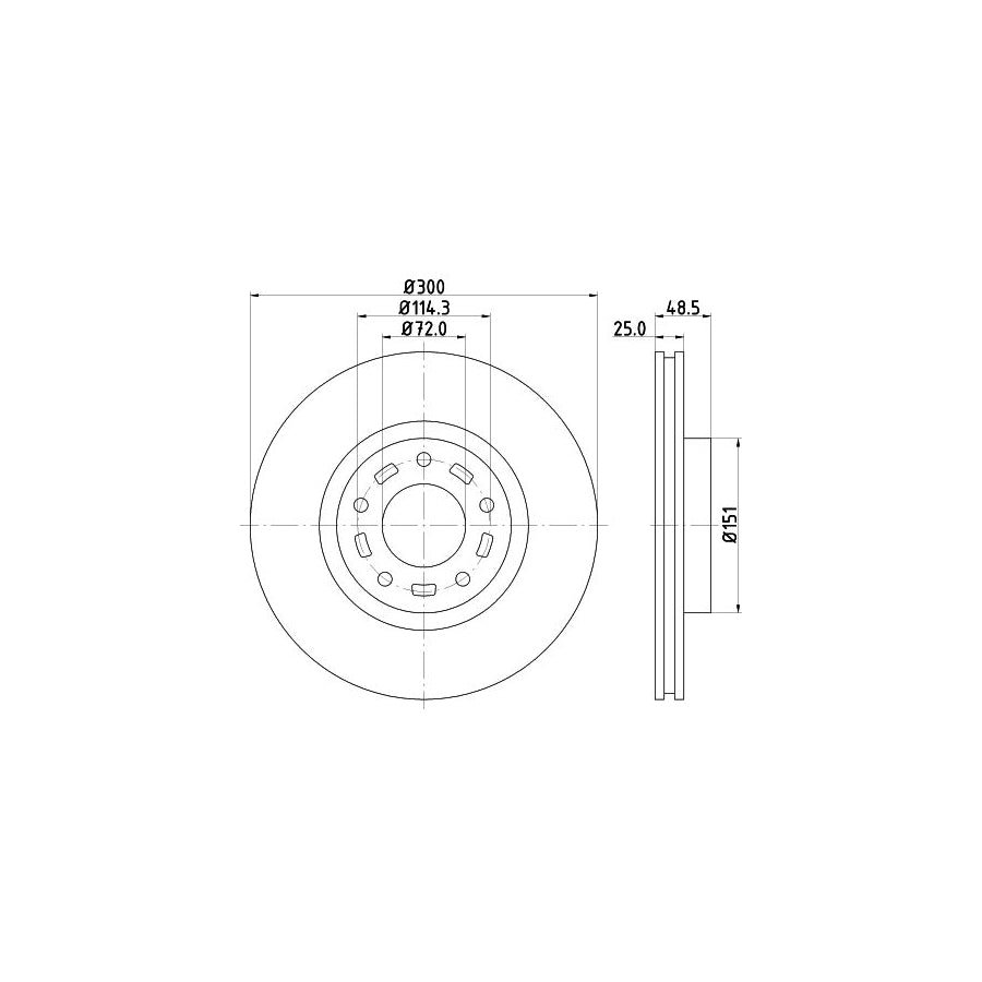 HELLA 8DD 355 110 891 Brake Disc Internally Vented without wheel hub without wheel studs