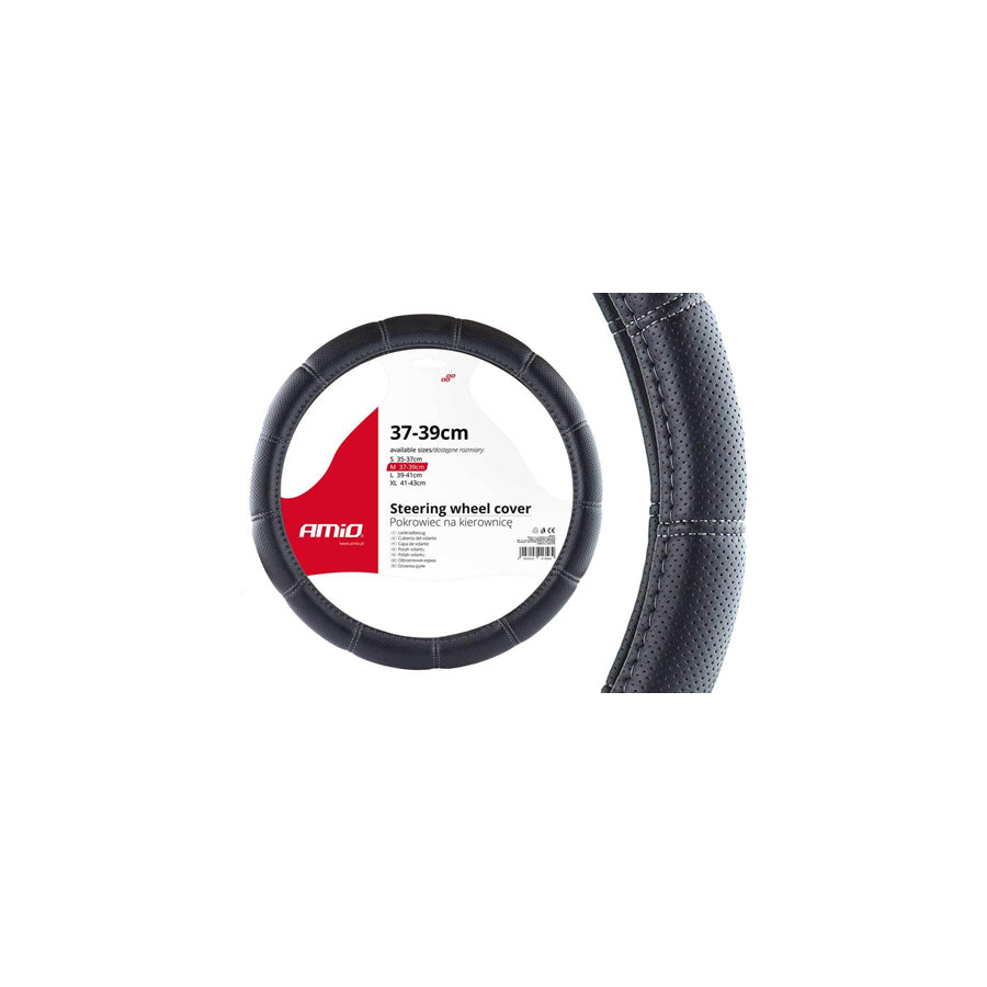 AMiO SWC-29-M 02566 Steering wheel cover Black, ?: 37-39cm, Leatherette