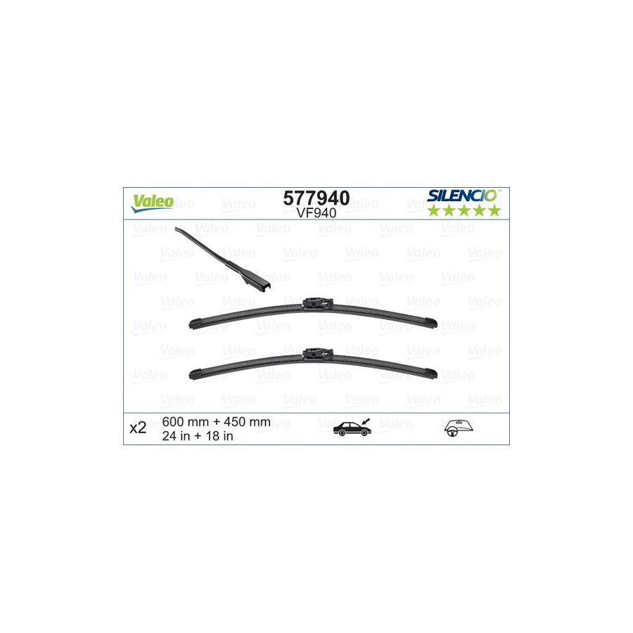 Valeo Silencio Flat Blade Set 577940 Wiper Blade | Duco Car Parts UK Car Parts
