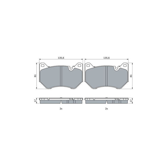 Bosch 0986424966 Brake Pad Set For Audi Q5 With Anti Squeak Plate With Mounting Manual BP2583