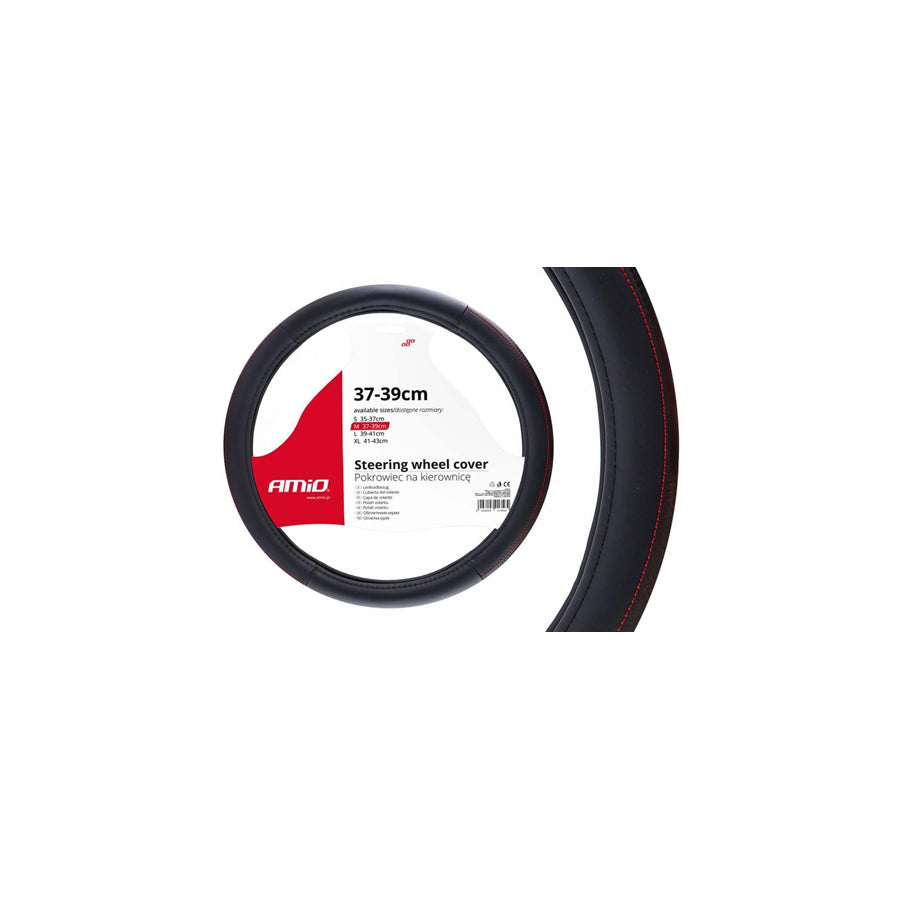 AMiO SWC-28-M 02565 Steering wheel cover Black, ?: 37-39cm, Leatherette