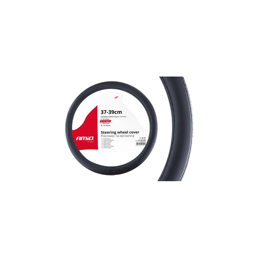 AMiO SWC-27-M 02564 Steering wheel cover Black, ?: 37-39cm, Leather