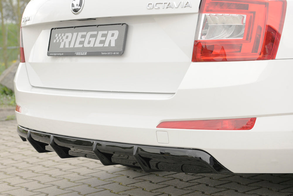 Rieger 00088109 Skoda 5E Octavia Rear Diffuser - Glossy Black