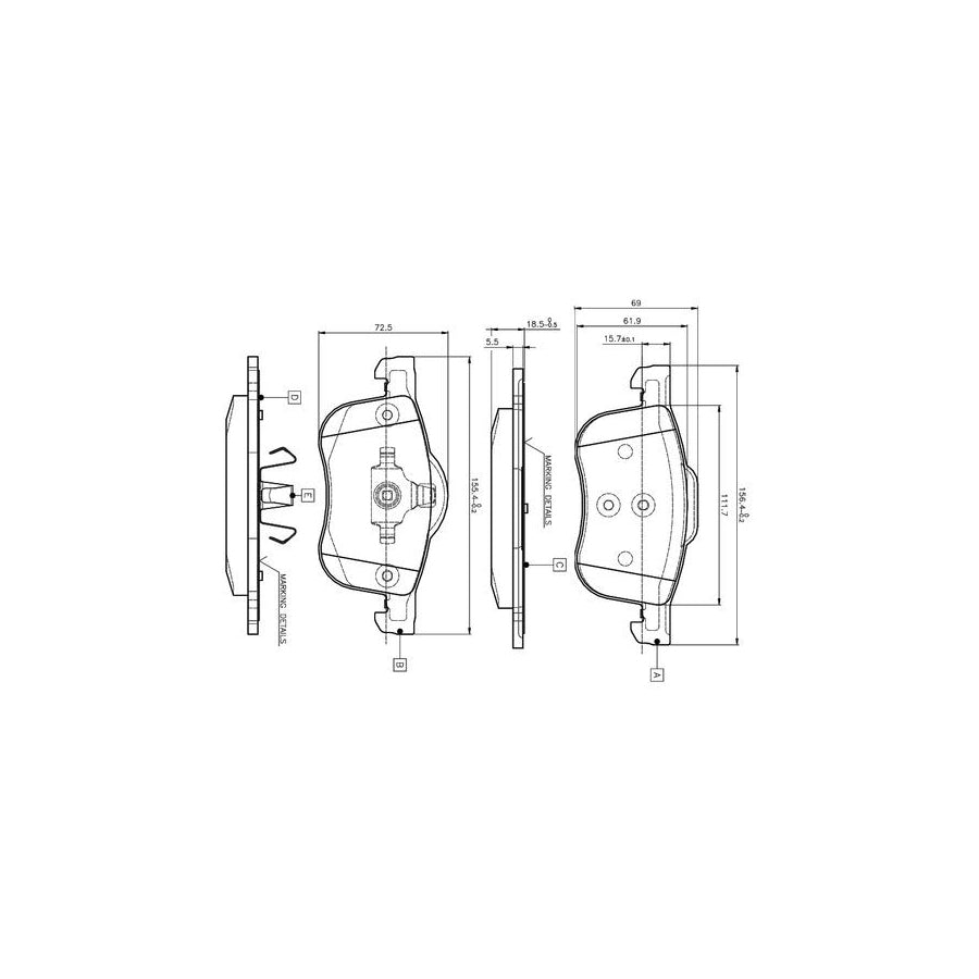 Bosch 0986Tb2351 Brake Pad Set Excl Wear Warning Contact With Accessories