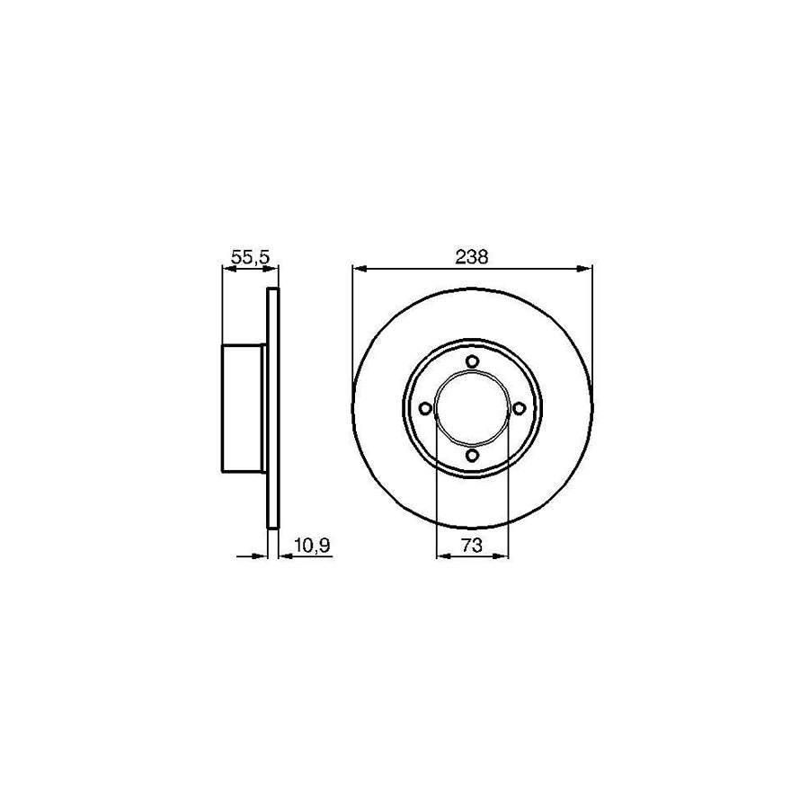 BOSCH 0 986 478 079 Brake Disc Solid Oiled