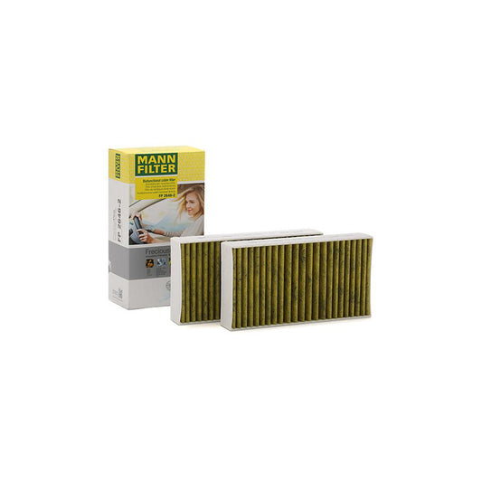 MANN-FILTER FP 2646-2 Pollen filter Activated Carbon Filter, Activated Carbon Filter with polyphenol, Particulate filter (PM 2.5), with antibacterial action, with fungicidal effect, FreciousPlus