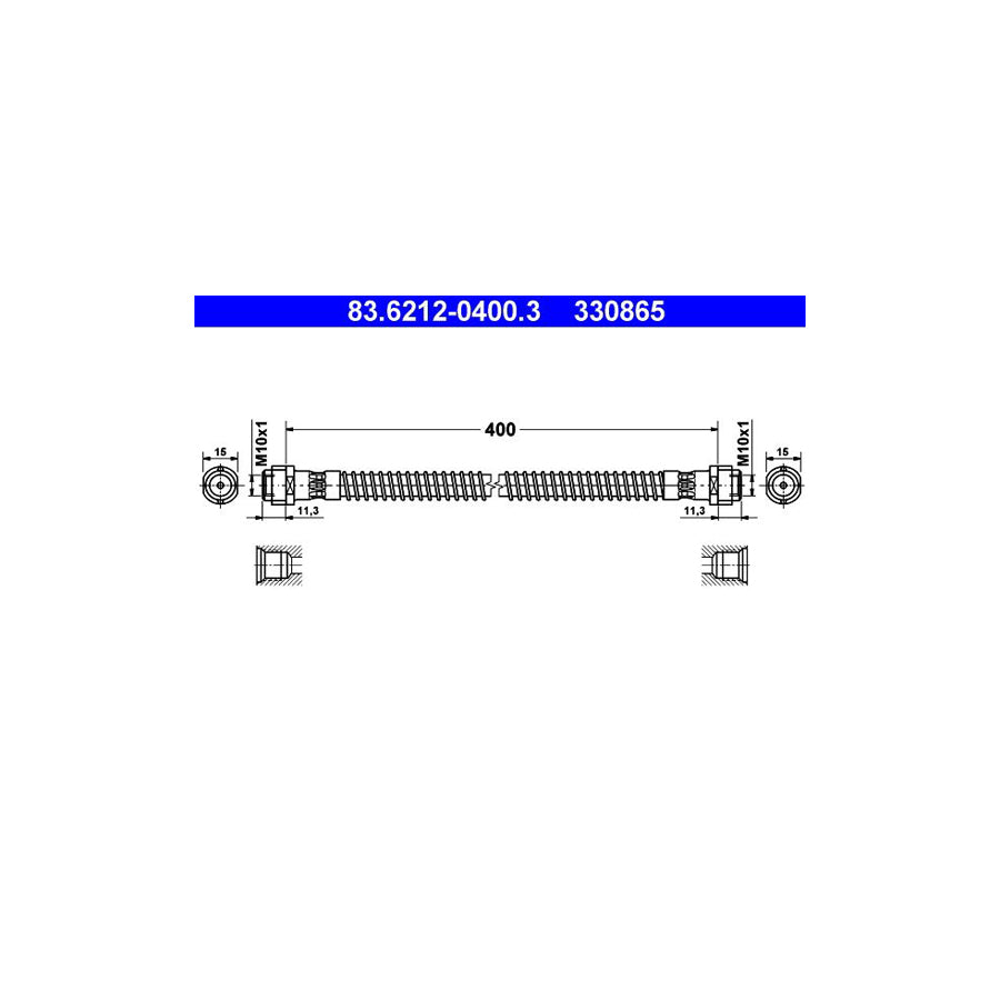 ATE 83 6212 0400 3 Brake Hose 400Mm