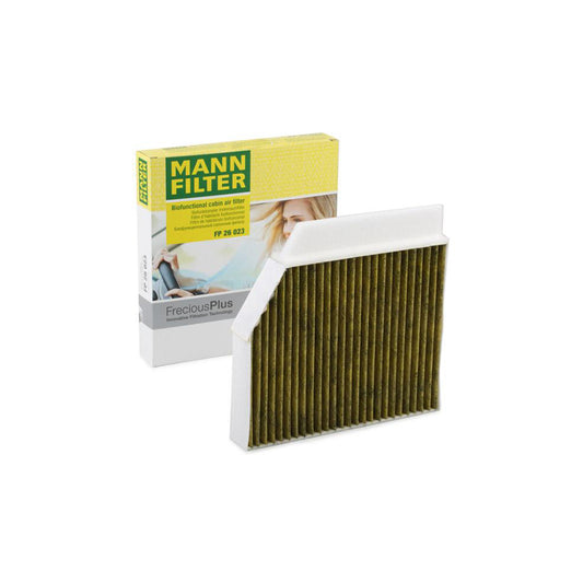 MANN-FILTER FP 26 023 Pollen filter Activated Carbon Filter, Activated Carbon Filter with polyphenol, Particulate filter (PM 2.5), with antibacterial action, with fungicidal effect