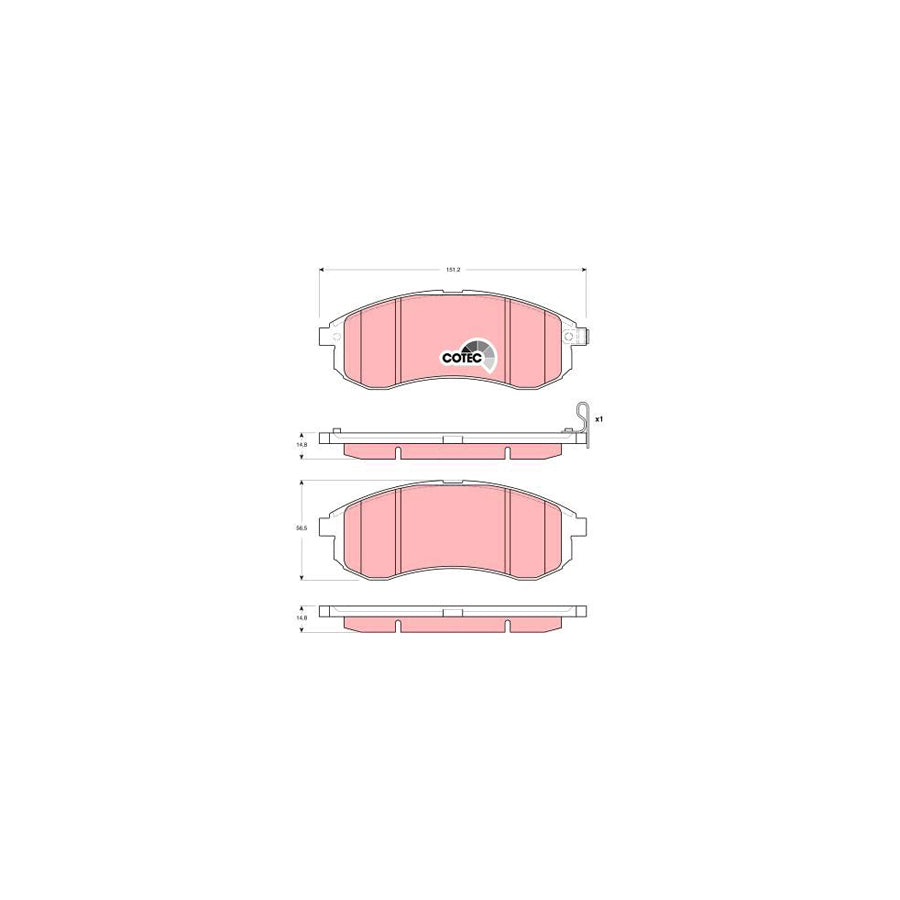 TRW Cotec Gdb3380 Brake Pad Set For Mitsubishi L200 Iii Pickup K6 With Acoustic Wear Warning