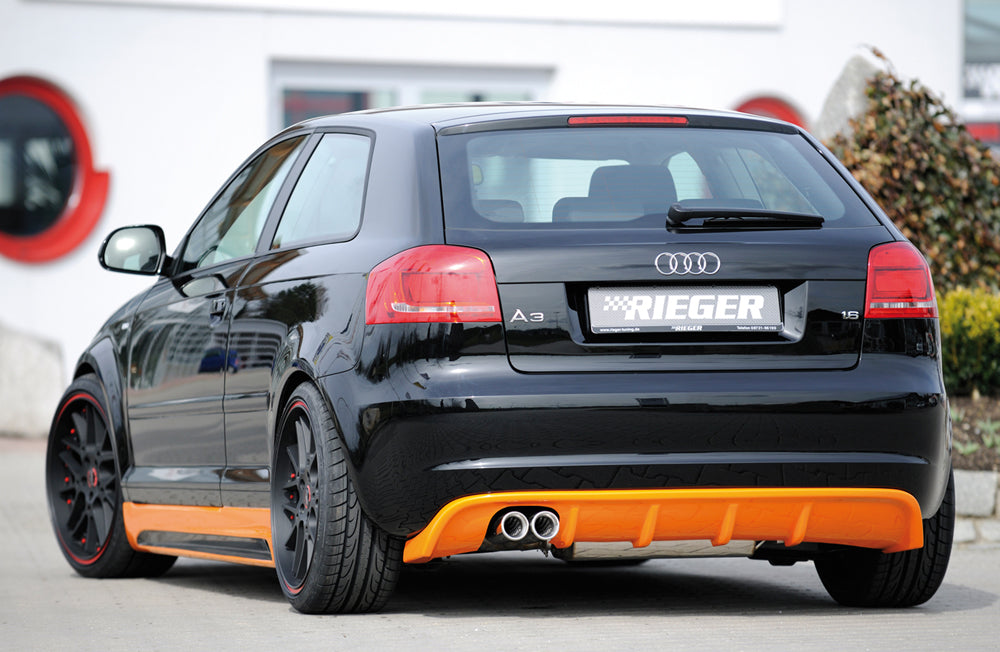 Rieger 00056776 Audi 8P A3 Rear Diffuser for Twin Tailpipe Left -  Matte Black