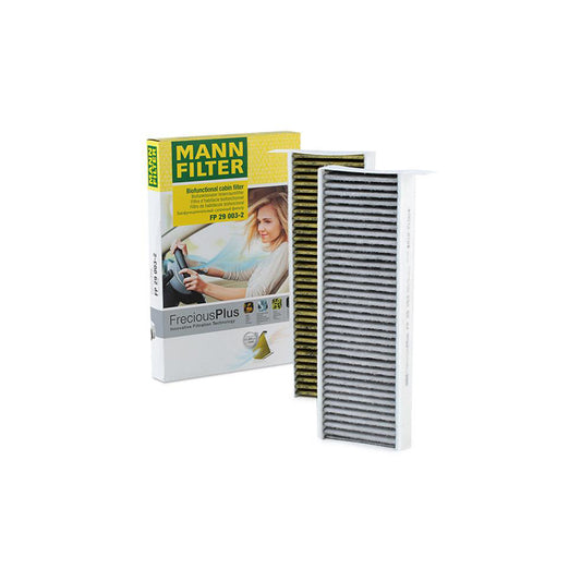MANN-FILTER FP 29 003-2 Pollen filter Activated Carbon Filter, Activated Carbon Filter with polyphenol, Particulate filter (PM 2.5), with antibacterial action, with fungicidal effect, FreciousPlus