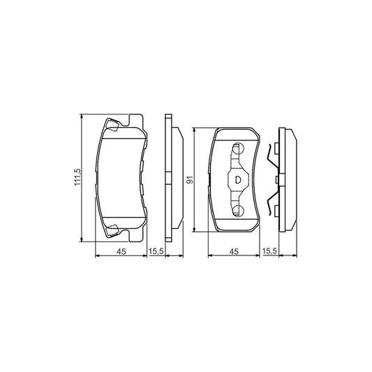 Bosch 0986495172 Brake Pad Set With Mounting Manual BP1502