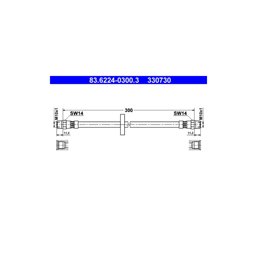 ATE 83 6224 0300 3 Brake Hose 300Mm