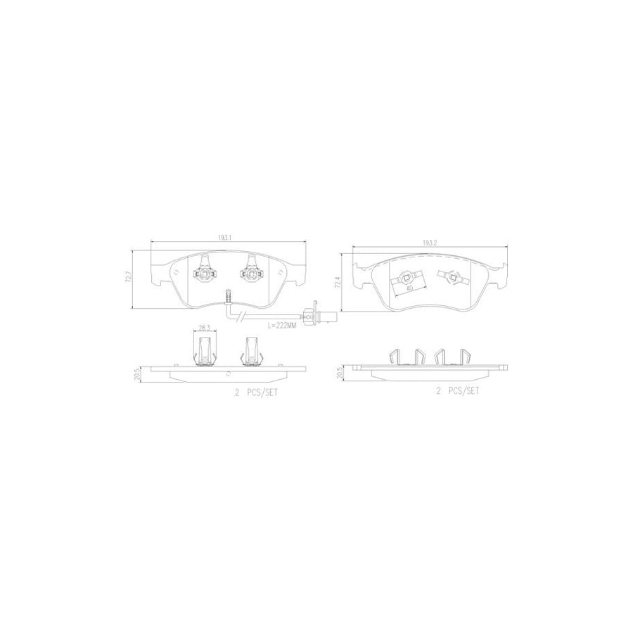 Brembo P 85 102 Brake Pad Set With Piston Clip
