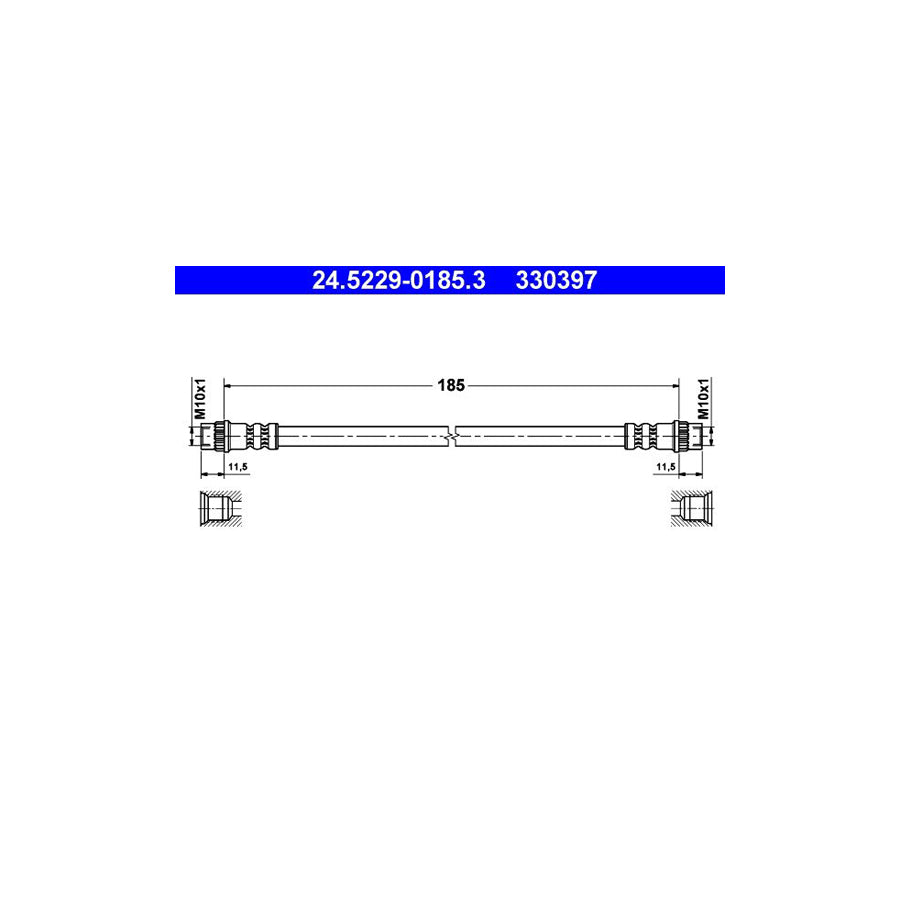 ATE 24 5229 0185 3 Brake Hose 185Mm