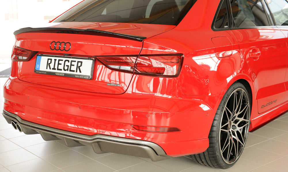Rieger 00099614 Audi 8V A3 Rear Diffuser for Twin Tailpipe Left - Carbon-Look