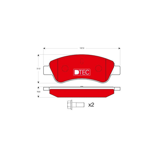 TRW Dtec Cotec Gdb1463Dte Brake Pad Set Not Prepared For Wear Indicator With Brake Caliper Screws With Accessories