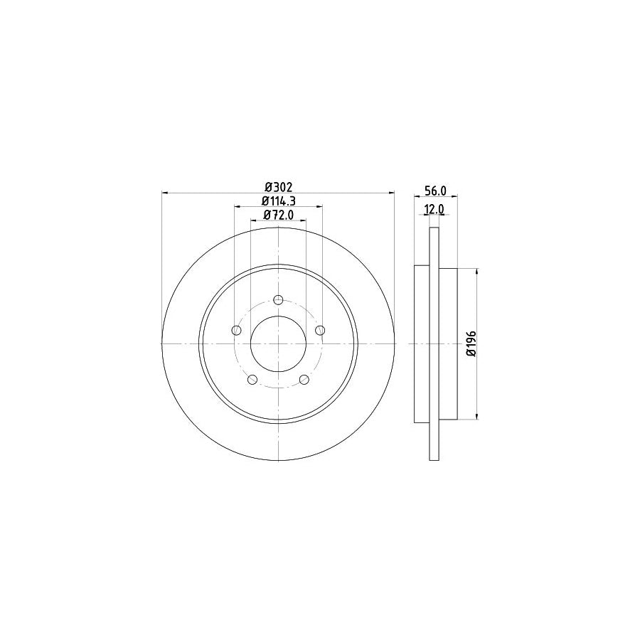 HELLA PRO 8DD 355 116 271 Brake Disc Solid Coated without wheel hub without wheel studs