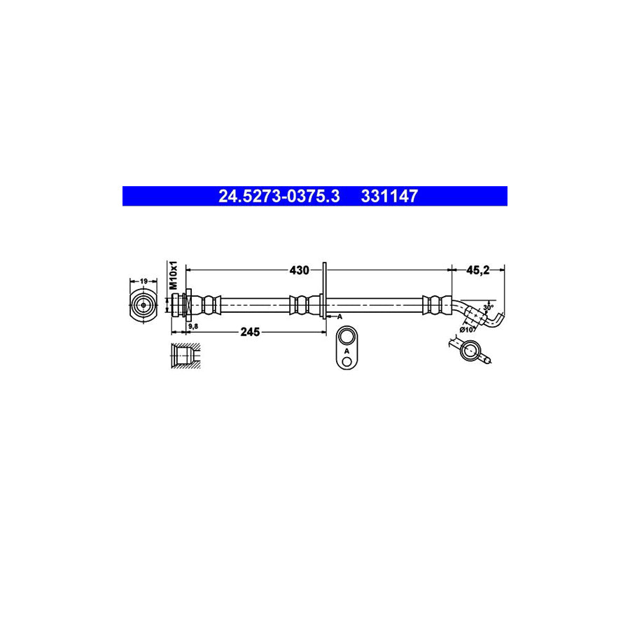 ATE 24 5273 0375 3 Brake Hose 375Mm M10X1 
