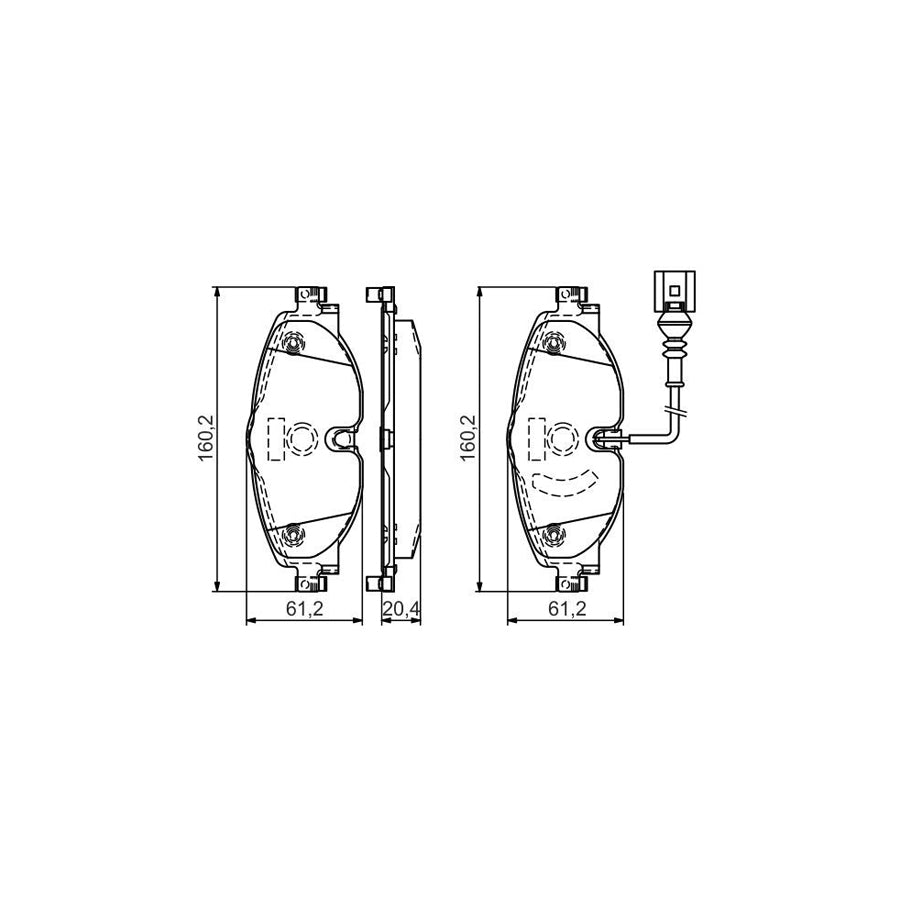 Bosch 0986Tb3166 Brake Pad Set Incl Wear Warning Contact With Integrated Wear Sensor