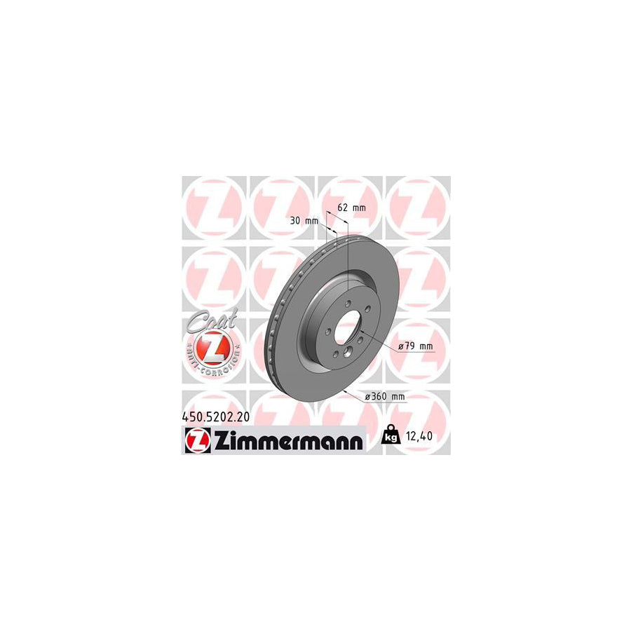 ZIMmERMANN COAT Z 450 5202 20 Brake Disc Internally Vented Coated High carbon